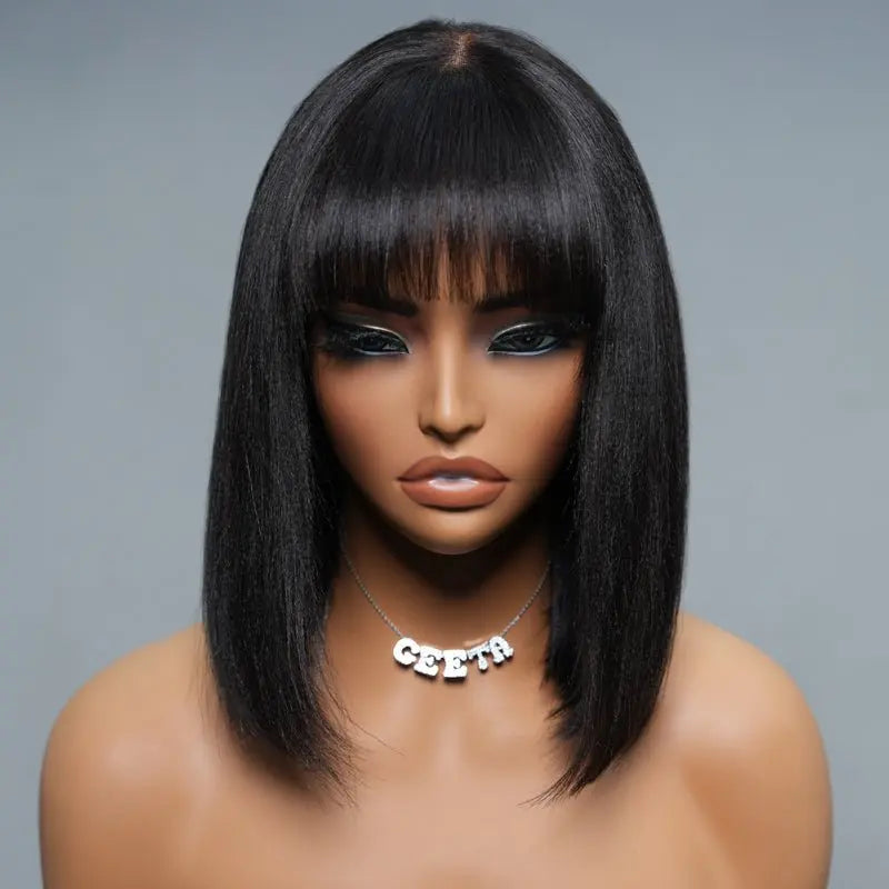 Short sleek synthetic bob hairstyle