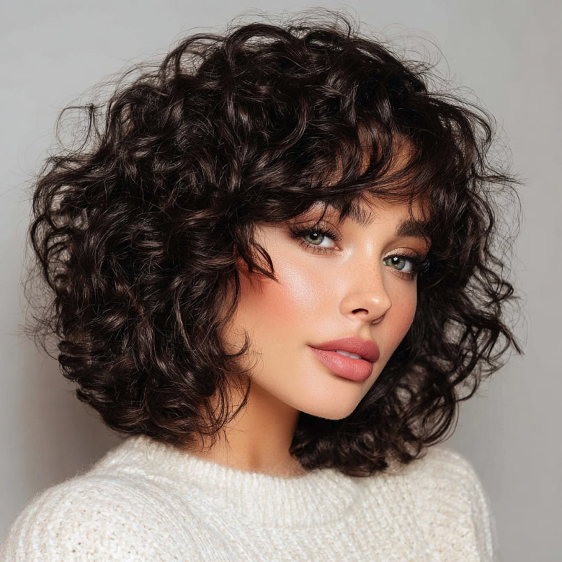 Heat-friendly curly bob wig – soft curls with natural volume