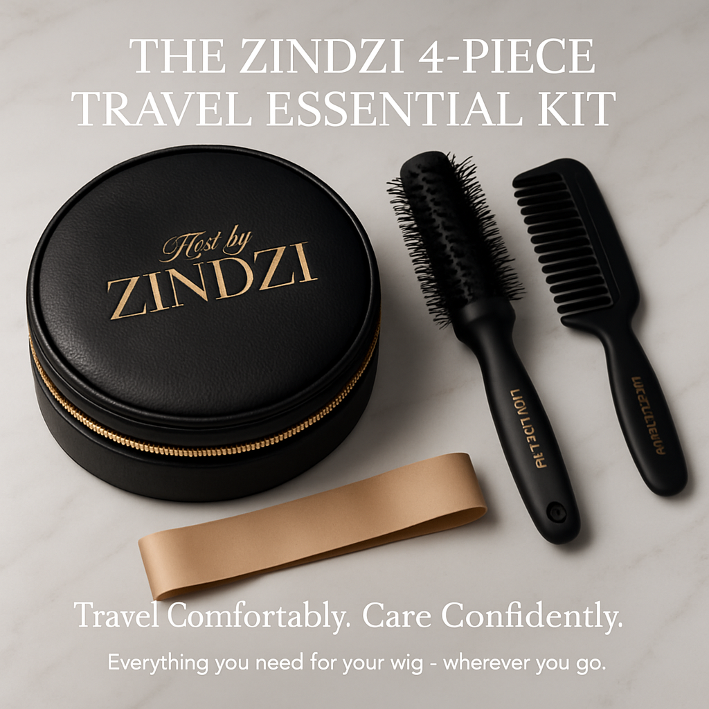 Luxury wig travel case with collapsible wig stand and care kit – Hair by Zindzi travel accessories UK.