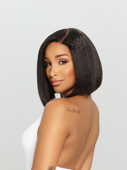 Mixed fibre sleek bob wig – smooth straight style with natural shine