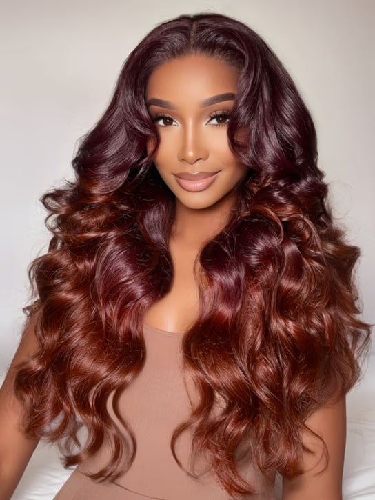 Auburn copper glueless wig – 100% human hair lace wig