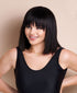 Custom cut human hair bob, sleek and natural.