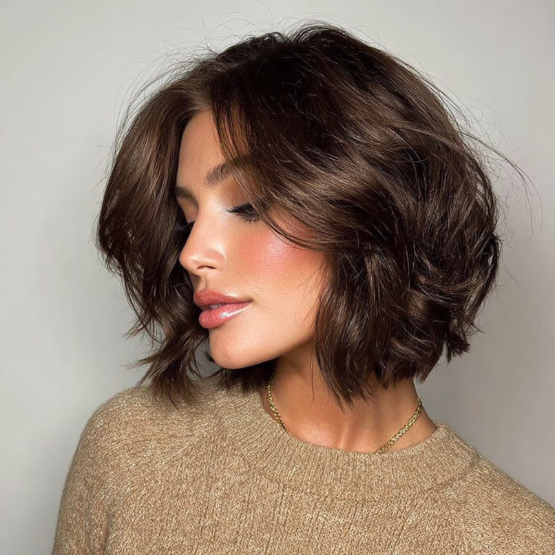 Natural wavy synthetic bob wig – soft waves with a natural look